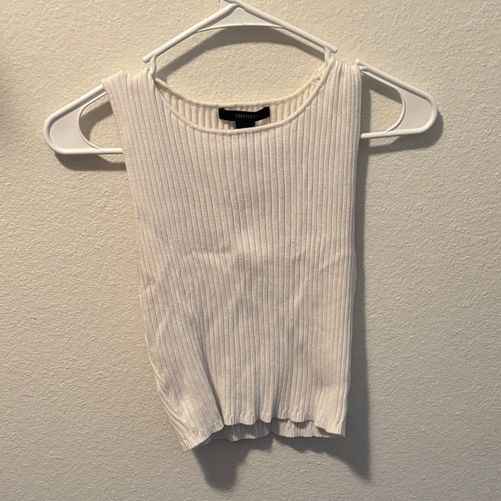 Forever 21 Cream Ribbed Tank Top